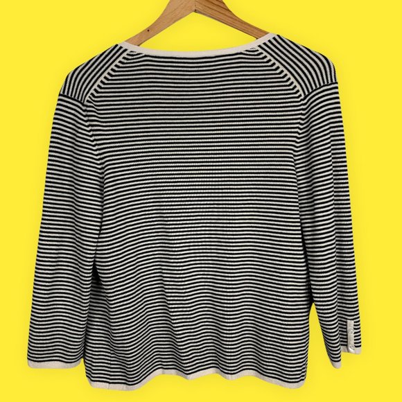 classic black and white/cream striped cardigan - Picture 4 of 5